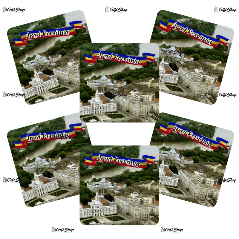 Arad romania, set 6 suporti coster din lemn, model b